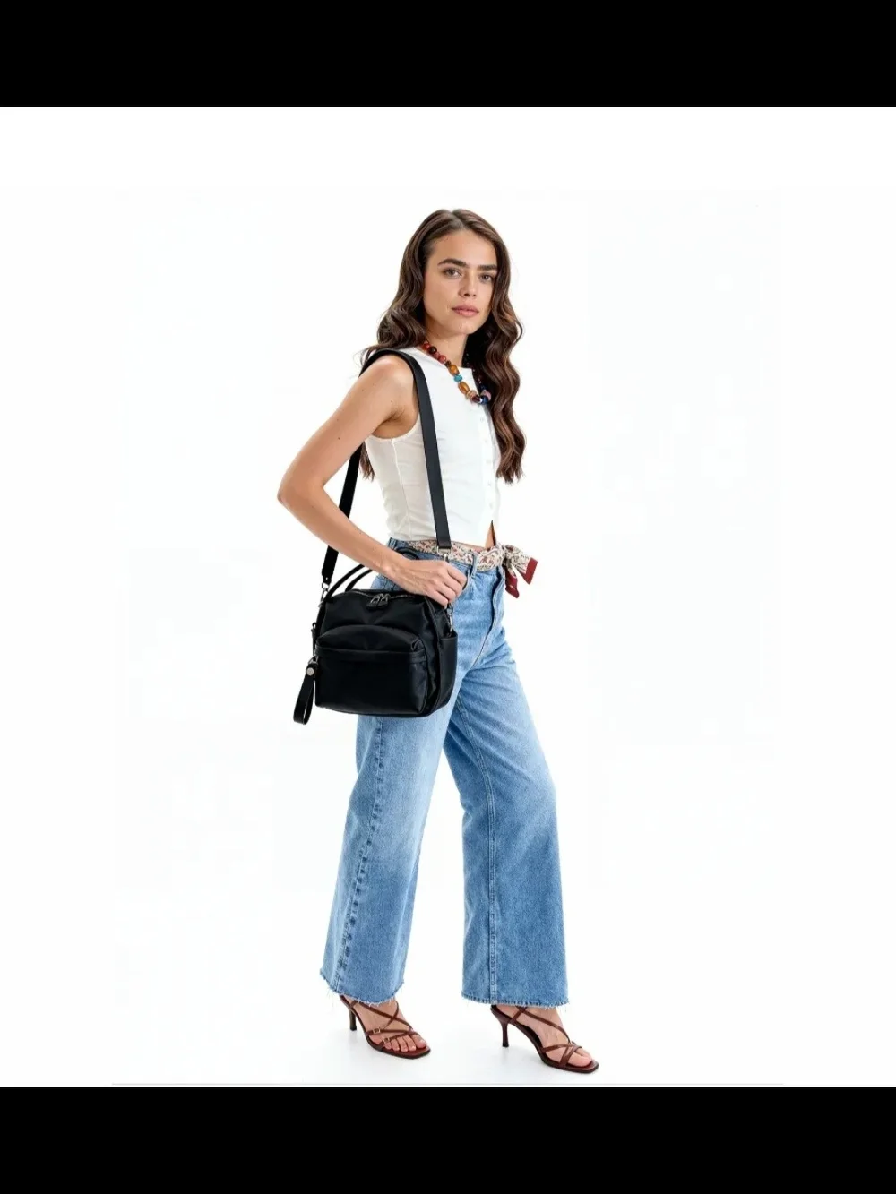 Pomma Lyona Black Crossbody Bag. New